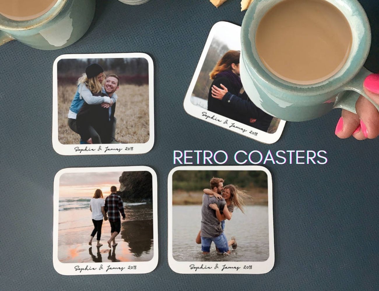polaroid styled photo coasters