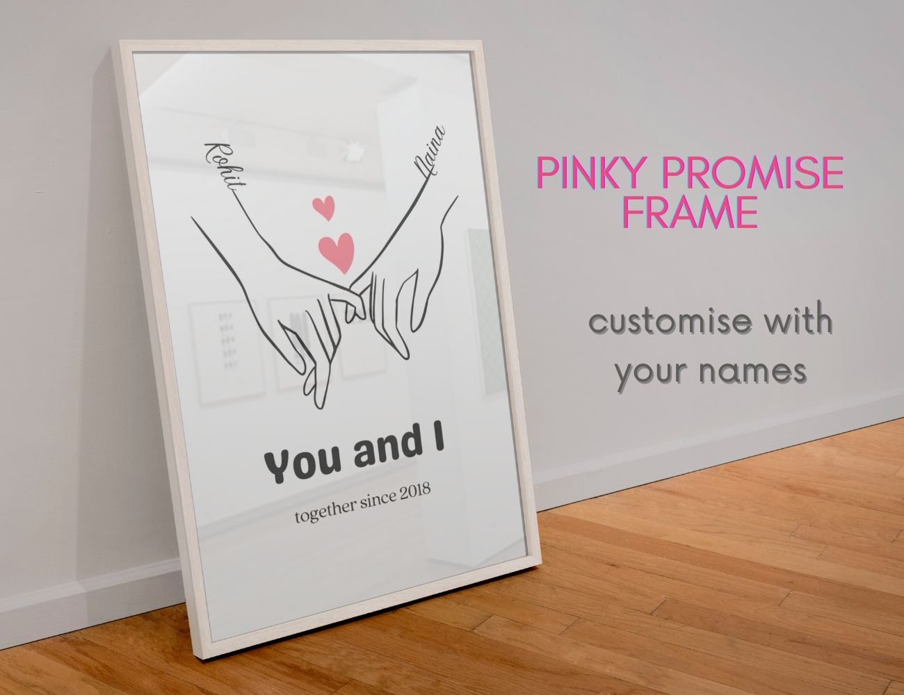 couple frame with pinky promise