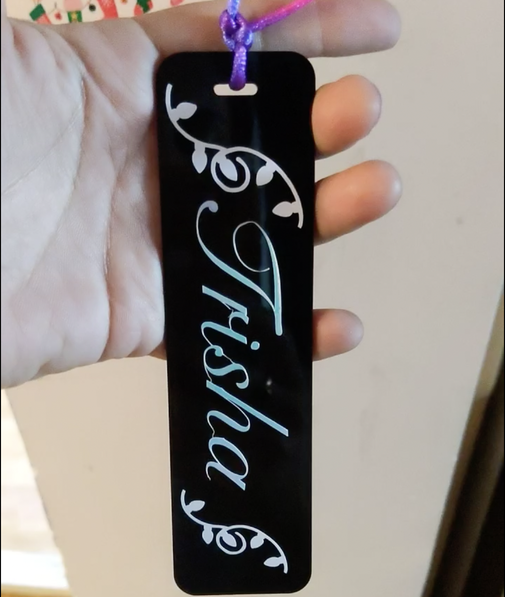 acrylic bookmark with printed custom name