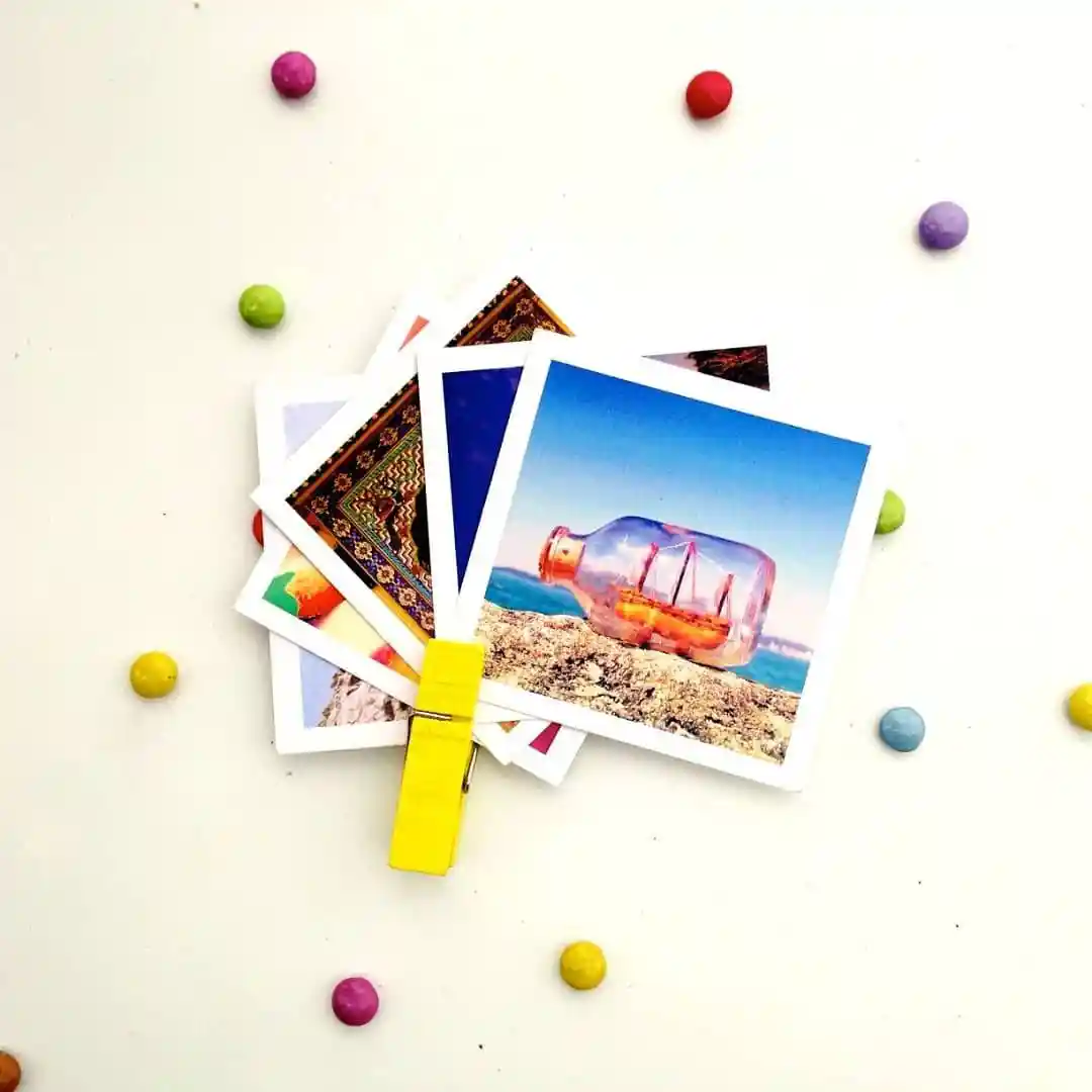 Instagram and digital photos printed in mini square sizes